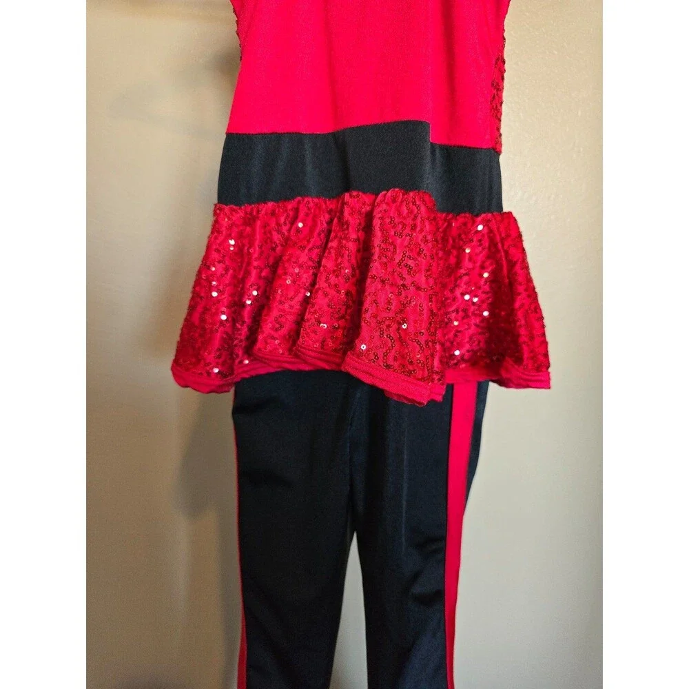 Weissman child‎ size medium one piece dance costume with red sequins